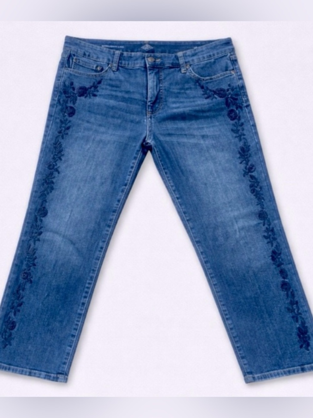 St. John's Bay Jeans Embroidered Straight-Leg Blue 12